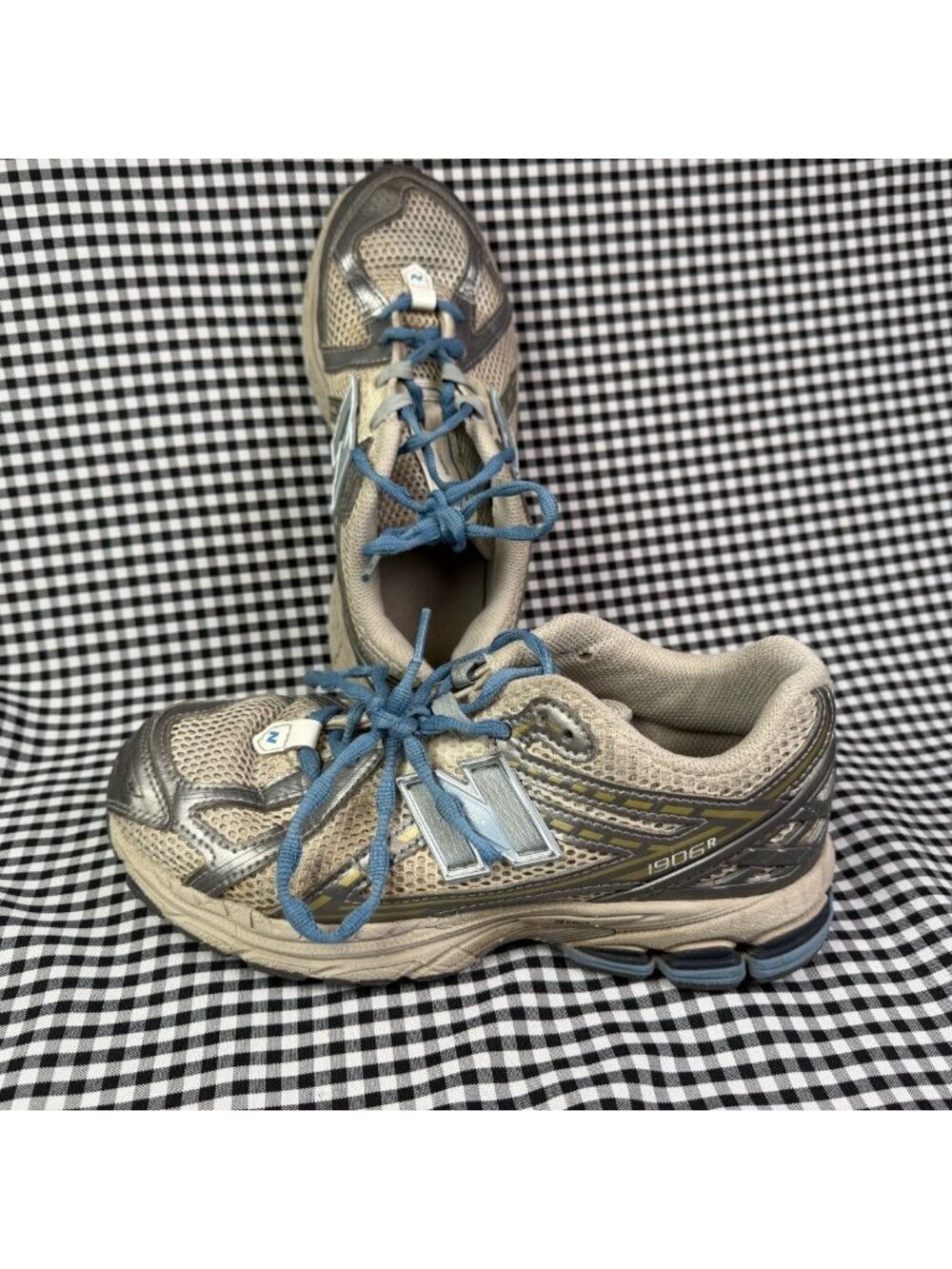 New Balance 1906R Baby Blue Silver Running Shoes Y2K Tech Mesh Sneakers Wmns 8